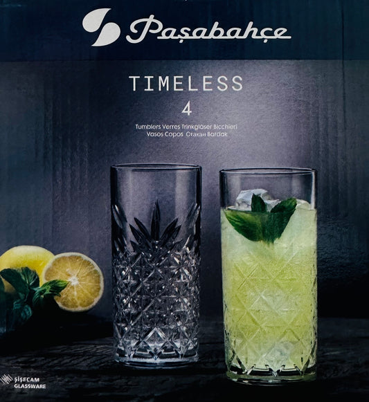 Pasabache sodalime tumbler glass 4 piece set "Made in Bulgaria"